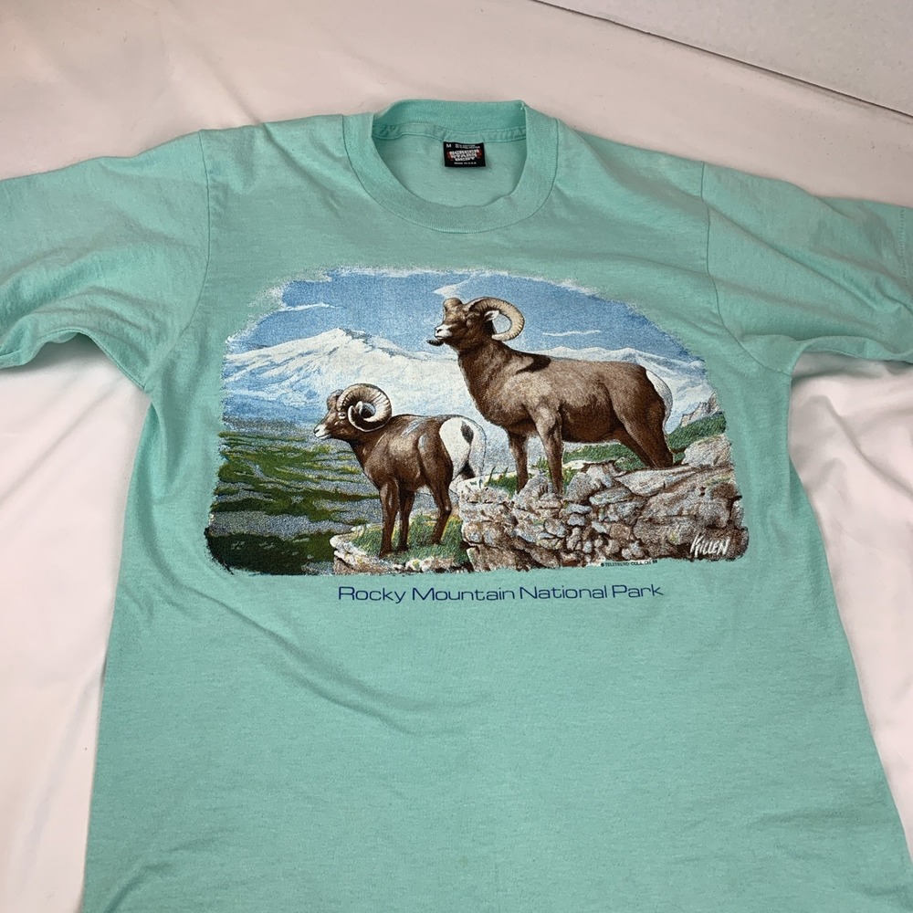 Vtg Screen Stars Best Made In USA Med T Shirt Single‎ Stitch 1988 Women's Green